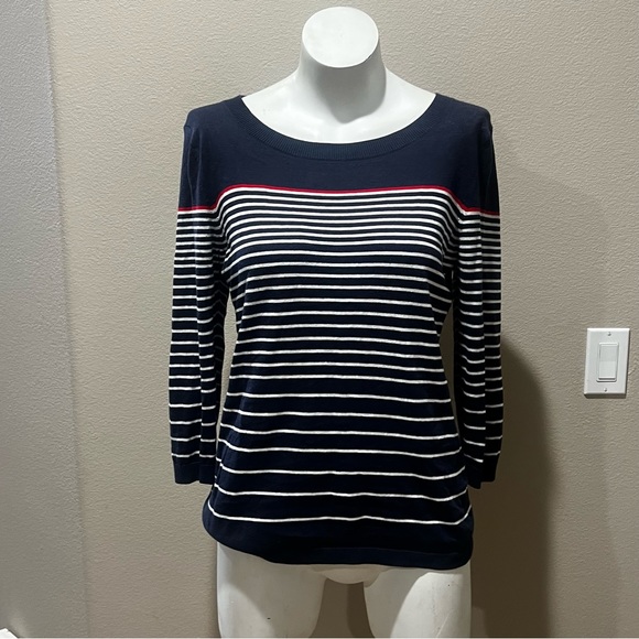 Market & Spruce Tops - Market and Spruce bavy blue striped knit striped top